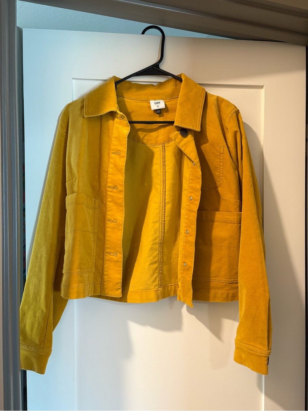 CAbi Mustard Yellow Cropped Jean Jacket